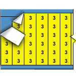 Solid Numbers Wire Marker Card (B-500; Black on Yellow; 3; 1.50