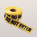 image of Reinforced Barricade Tape (Black on Yellow; English; CAUTION DO NOT ENTER; 3" W x 500' L)
