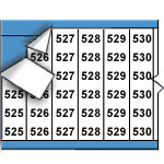 image of Consecutive Numbers Wire Marker Card (B-500; Black on White; 525-549; 1.50" (38 mm); Matte Repositionable Vinyl Cloth)