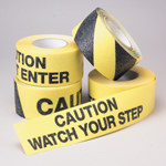 image of Hazard Marking Tape (B-819; Black on Yellow; CAUTION DO NOT ENTER; Matte Anti-Slip Overlaminate)