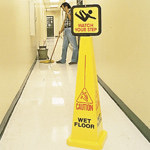 image of Bradycone™ Warning System (Black/Red on Yellow; WET FLOOR; 35" H)