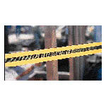 image of Woven Barricade Tape (B-903; Black and Yellow; (black & yellow horizontal warning stripes))