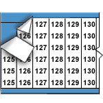 image of Consecutive Numbers Wire Marker Card (B-500; Black on White; 125-149; 1.50" (38 mm); Matte Repositionable Vinyl Cloth)