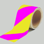 image of Warning Stripe & Check Tape (B-950; Magenta and Yellow; (magenta & yellow diagonal stripes))