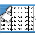 image of Consecutive Numbers Wire Marker Card (B-500; Black on White; 725-749; 1.50" (38 mm); Matte Repositionable Vinyl Cloth)