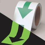 image of Glow-in-the-Dark Arrow Tape (B-324; Green and Phosphorescent; (green standard style arrow on phosphorescent))