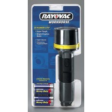 Rayovac BR2D-B 2 Cell D Size Black Rubber Flashlight with Two Heavy Duty Batteries main image
