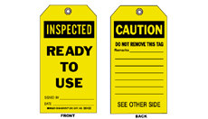 Accident Prevention Tags (B-837; Black on Yellow; INSPECTED; 10 Nylon ties; English) main image
