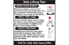 Safe Lifting Tips Labels (Black/Red on White; 10" H x 10" W) main image