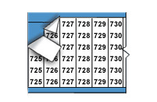 Consecutive Numbers Wire Marker Card (B-500; Black on White; 725-749; 1.50" (38 mm); Matte Repositionable Vinyl Cloth) main image