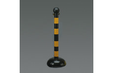 Bradylink® Non-Reflective Striped Warning Posts - Large (Black and Yellow; Polyethylene Base and Top, Polystyrene Post) main image