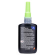 A close view of the back of GorillaPro AR250 slip fit green retaining compound's bottle with the label visible. (Product image)