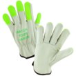 Picture of West Chester 990IKGT White/Green Small Grain Cowhide Leather Driver's Glove (Main product image)
