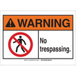 Picture of Brady B-302 Polyester Rectangle White English No Trespassing Sign part number 144677 (Main product image)