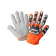 Picture of Global Glove Tuffalene White, Gray, and High-Visibility Orange 9 Goatskin Mesh Polyester Full Fingered Impact Protection Gloves (Main product image)