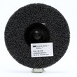 3M Scotch-Brite XL-UR Unitized Silicon Carbide Soft Deburring Wheel - The image shows a green, circular deburring wheel with a fine grade abrasive surface. The wheel is 3 inches in diameter and has a quick-change attachment mechanism. (Main product image)