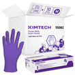 Kimtech Purple Medium Disposable Gloves - The image shows a pair of purple-colored nitrile gloves with a rough finish texture. The gloves are 6 mils thick and are designed for medical exam use. They have a length of 9 inches and a medium size. (Main product image)