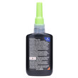 A close view of the back of GorillaPro AR200 green press fit retaining compound's bottle with the label visible. (Product image)