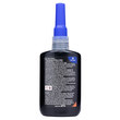 A close view of the back of GorillaPro AT75 blue medium strength threadlocker's bottle with the label visible. (Product image)