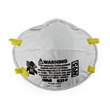 3M 8210 White Standard N95 Molded Cup Particulate Respirator - The image shows a white, cup-shaped respirator mask with elastic straps and a noseclip. The mask is designed to filter out at least 95% of airborne particles. (Main product image)