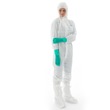 Picture of Ansell BIOCLEAN-D White Large Polyethylene/Polypropylene Disposable Non-sterile Cleanroom Hooded Coverall (Main product image)