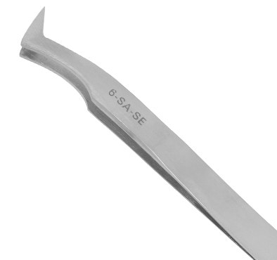Excelta One Star Utility Tweezers - Stainless Steel Angled Points Tip - 4 1/2 in Length - 6-SA-SE