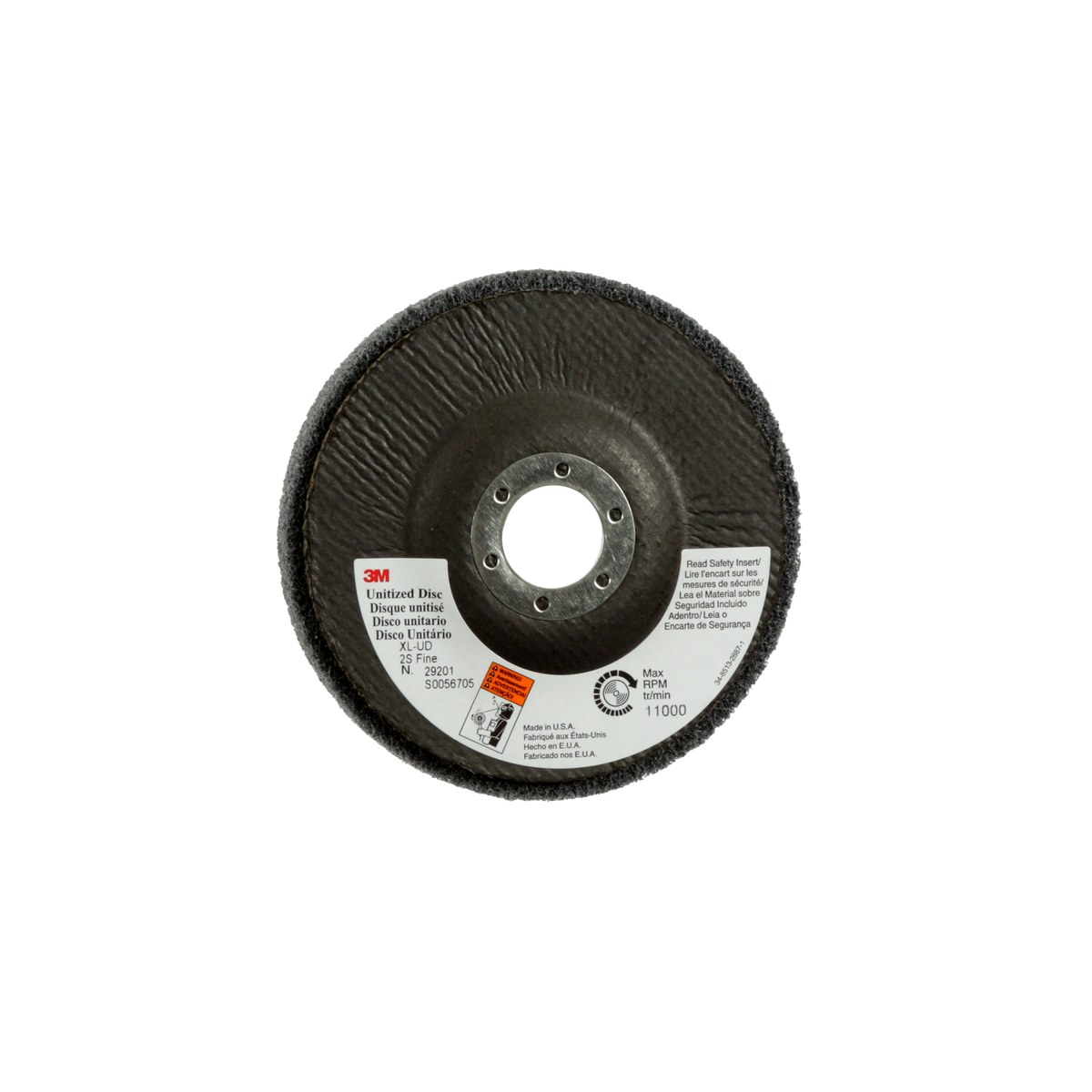 3M Scotch-Brite XL-UD Non-Woven Silicon Carbide Deburring Disc - Fine Grade - Arbor Attachment - 4 1/2 in Diameter - 7/8 in Center Hole - 29201
