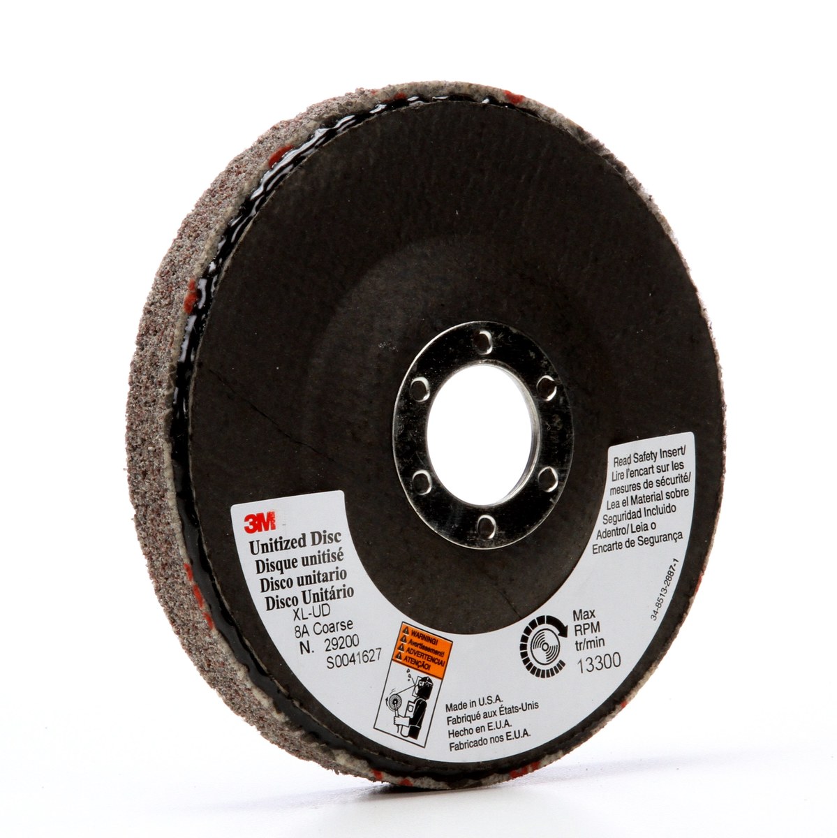 3M Scotch-Brite XL-UD Non-Woven Aluminum Oxide Deburring Disc - Coarse Grade - Arbor Attachment - 4 1/2 in Diameter - 7/8 in Center Hole - 29200