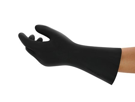 Ansell 29-865 Black 9 to 9.5 Unsupported Chemical-Resistant Gloves - 13 in Length - 18 mil Thick - 116313