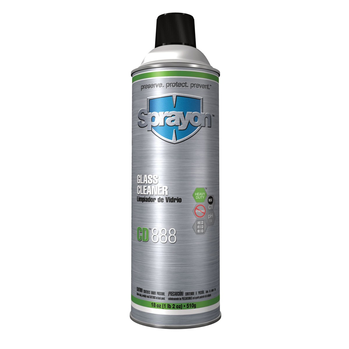 Sprayon CD888 Glass Cleaner - Spray 18 oz Aerosol Can - 18 oz Net Weight - 90888