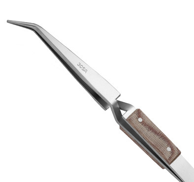 Excelta Three Star Utility Tweezers - Stainless Steel Curved Strong Broad Tip - 0.08 in Tip Width - 6 in Length - 0.04 in Thick - 30-SA