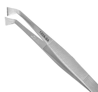 Excelta Three Star Utility Tweezers - Stainless Steel SMD Broad Tip - 4 3/4 in Length - 135A-SA