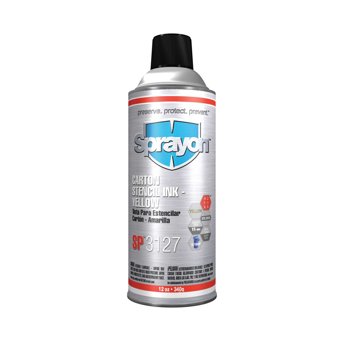 Sprayon 31279 Yellow Stencil Ink - 12 oz Aerosol Can - 12 oz Net Weight - 93127