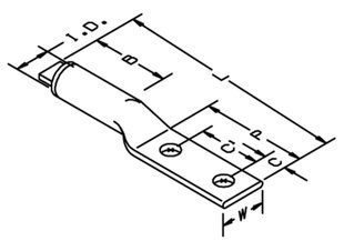 3M Scotchlok 40156 Brown Aluminum, Copper Terminal Lug - 6.56 in Length - 0.72 in Inside Diameter - Two Hole - 1/2 in Stud - 13665