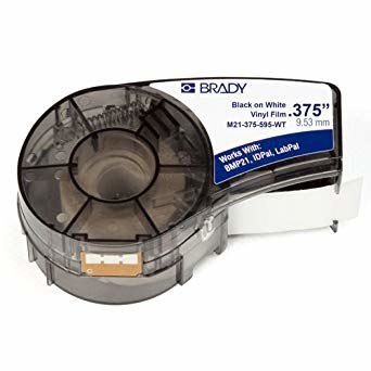 Brady M21-375-595-WT Printer Label Cartridge - 0.375 in x 21 ft - Vinyl - Black on White - B-595 - 96654