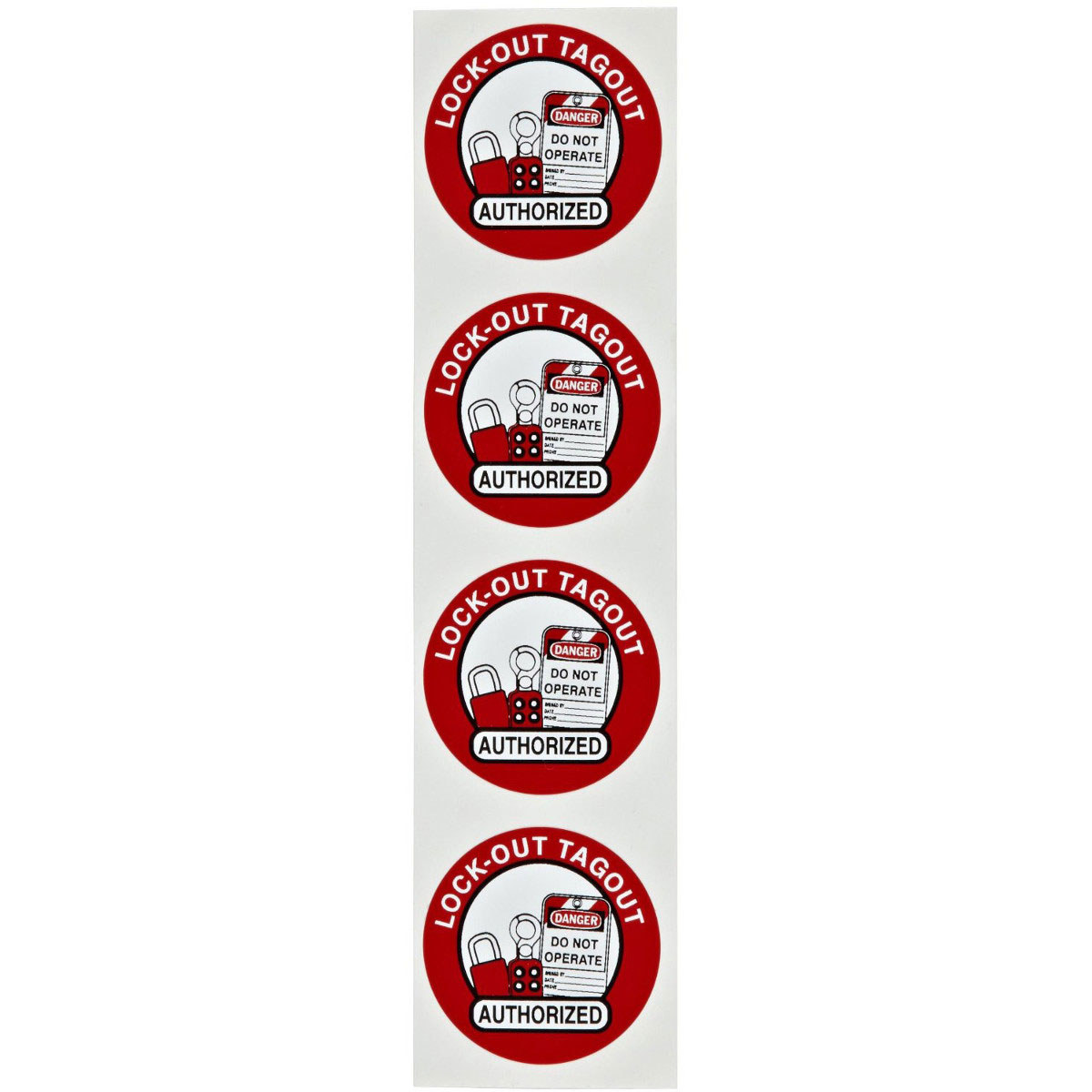 Brady 50193 Black / Red on White Circle Vinyl Hard Hat Label - B-946