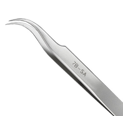 Excelta Three Star Utility Tweezers - Stainless Steel Curved Tapered Very Fine Point Tip - 0.01 in Tip Width - 4 1/2 in Length - 0.01 in Thick - 7B-SA