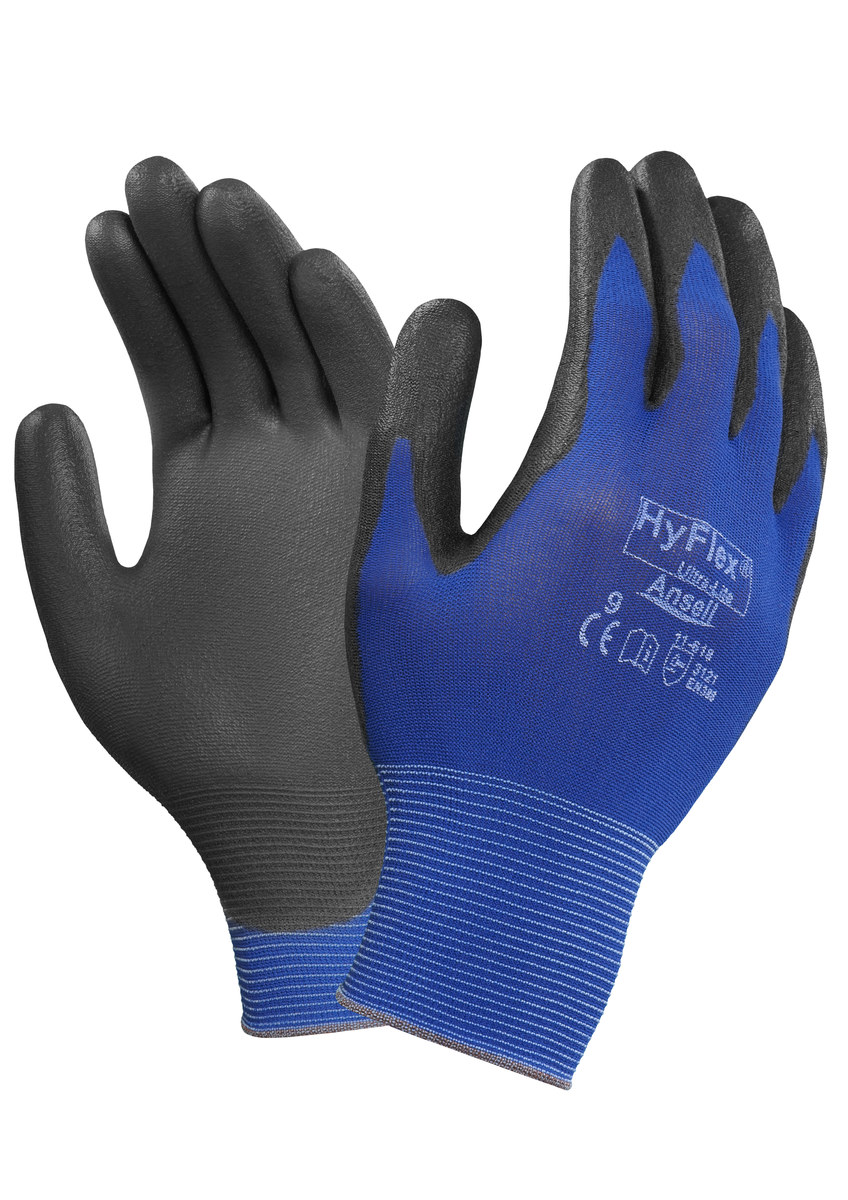 blue work gloves