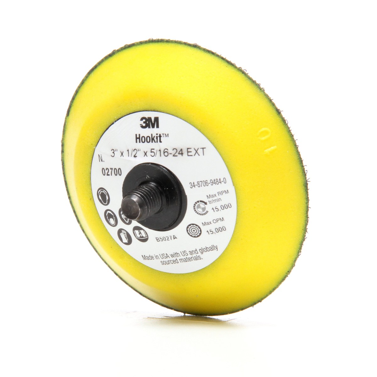 3M Hookit Disc Pad - Hook & Loop Attachment - 3 in Diameter - 55764