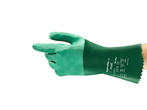 Ansell Scorpio 8-354 Green 10 Chemical-Resistant Glove - 14 in Length - Rough Finish - 212517