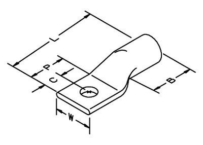 3M Scotchlok 30014 Blue Copper Terminal Lug - 1.78 in Length - 0.196 in Inside Diameter - One Hole - #10 Stud - 12410