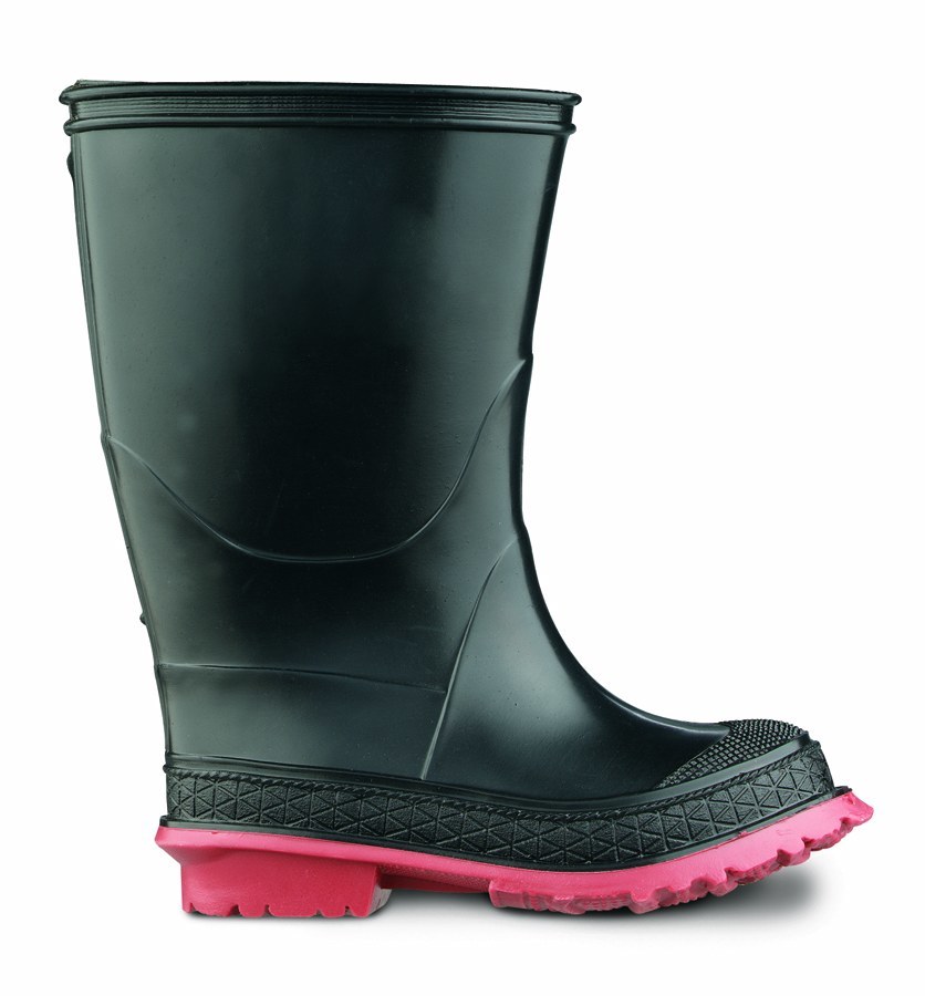 red and black rain boots