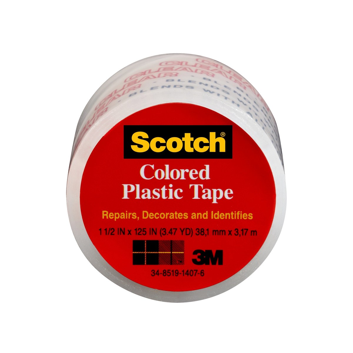 3M Scotch 191CL Clear Colored Plastic Tape - 1 1/2 in Width x 125 in Length - 00014