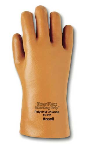Ansell 13-152 Brown/Orange 10 Unsupported Chemical-Resistant Gloves - 12 in Length - Smooth Finish - 213962