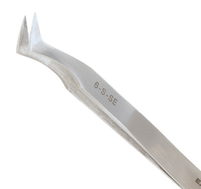 Excelta One Star Utility Tweezers - Stainless Steel Angled Points Tip - 4 1/2 in Length - 6-S-SE