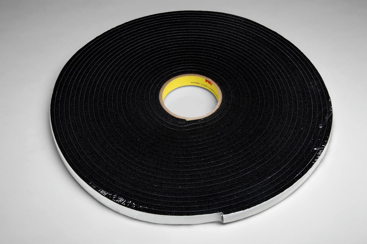 3M 7010331578 Black Single Sided Foam Tape - 1/4 in Width x 18 yd Length - 1/4 in Thick - 03316