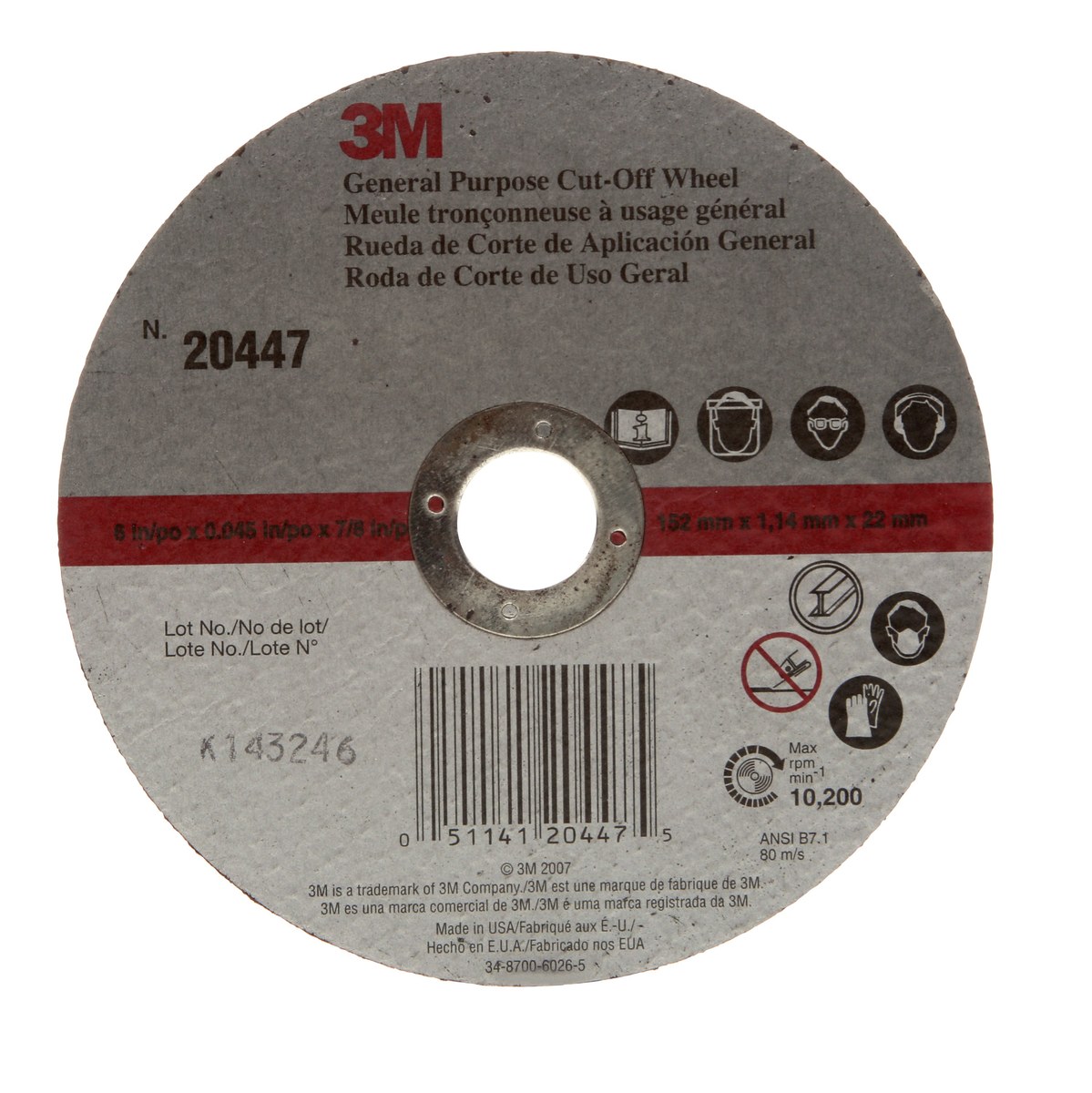 3m Cow Cutoff Wheel 447 Type 1 Straight 6 In Aluminum Oxide Rshughes Com