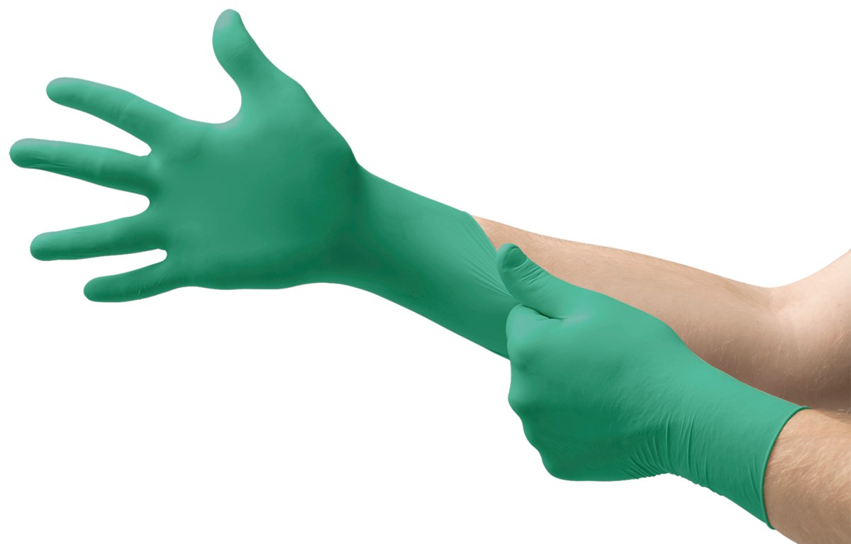 Ansell TouchNTuff TNT 92-600 Green Small (6.5 - 7) Powder Free Disposable Gloves - Food Grade - 9 1/2 in Length - Smooth Finish - 5.5 mil Thick - 585834