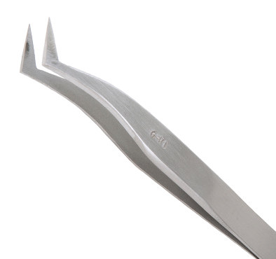 Excelta Two Star Utility Tweezers - Angled Flat Sharp Point Tip - 4 1/2 in Length - 6-PI