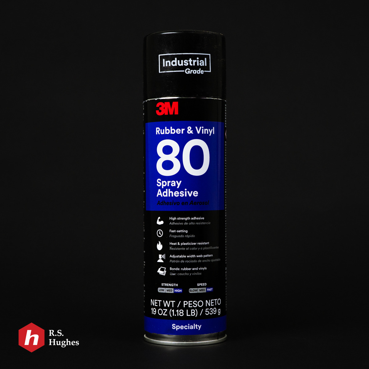 3M Rubber & Vinyl 80 Spray Adhesive Yellow Aerosol 24 fl oz Aerosol Can - 82618 - 19 oz Net Weight